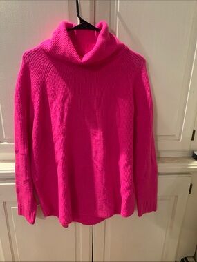 LOFT Bright Pink Cowlneck Sweater